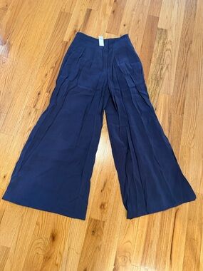 Wide-Leg Navy Palazzo Pants